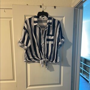 Eden & Olivia Navy and White Striped Shirt